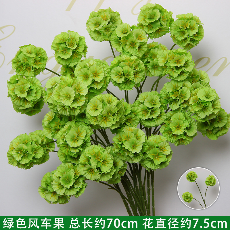 Simulación de flores verdes, flores de seda de boda, hierba