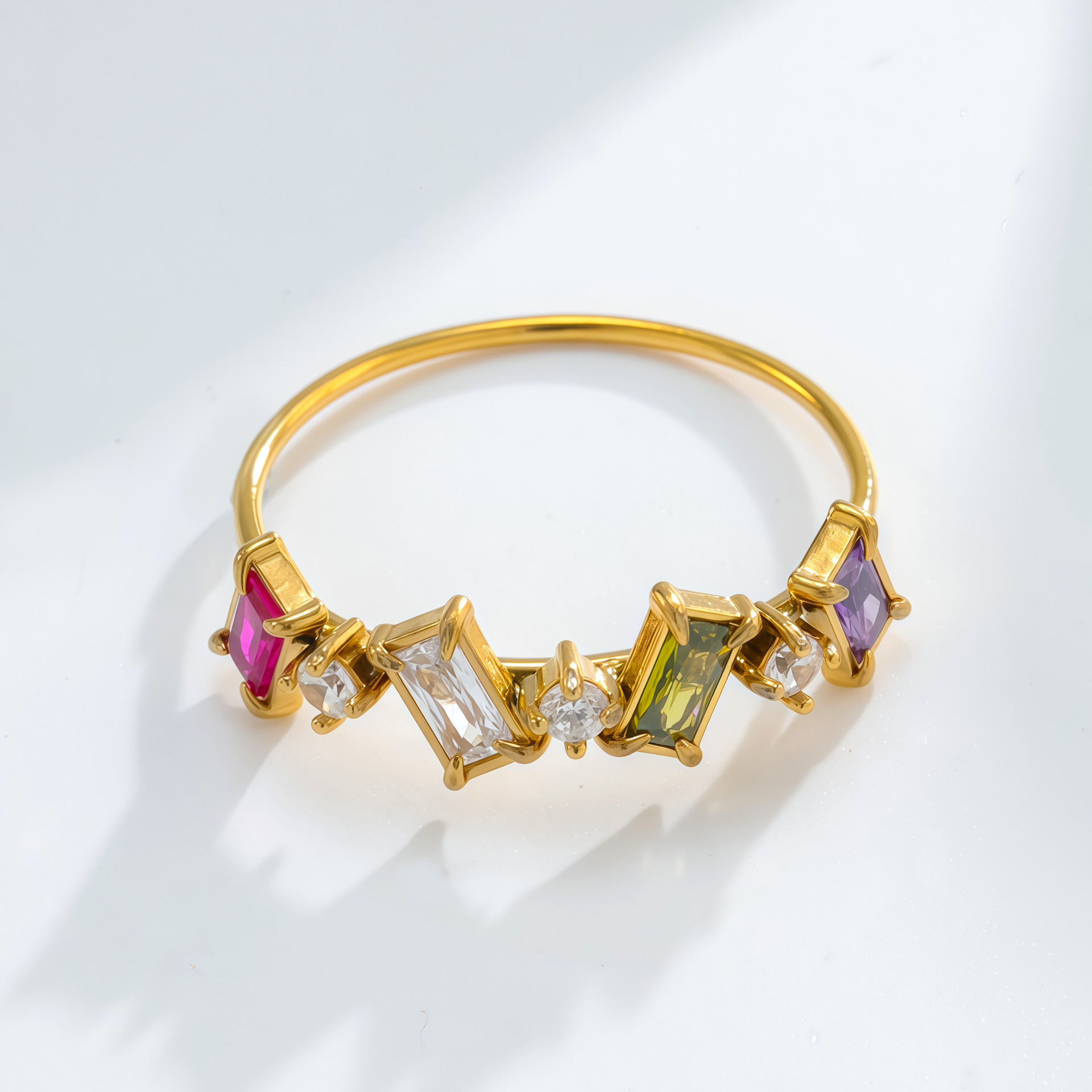 Colorful Stackable Ring For Women, Gold-plated Niche Jewelry_voghion.com