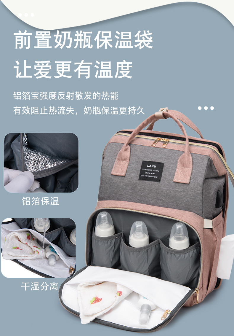 商品详情图_妈咪包折叠婴儿床双肩背包批发大容量妈妈包手提韩国