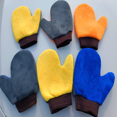 New coral velvet thumb gloves car cleaning supplies double-sided thickened car wash towel tool multi-functional car wash bear paw