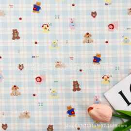 40支府绸全棉数码印花布卡通纯棉水洗棉布婴童家居服面料睡衣布料