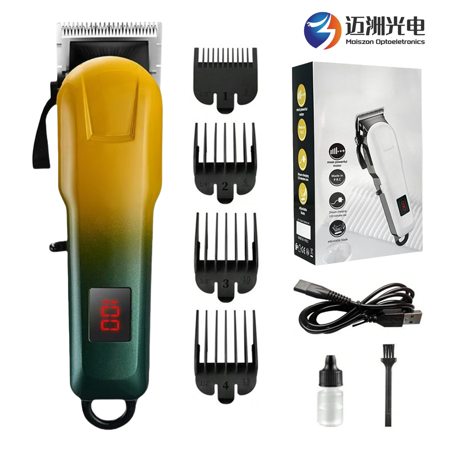 Cortadora de Pelo Recargable con Batería de Litio, Éxito de Ventas Transfronterizo, con Pantalla LCD para Uso Doméstico y en Salón, Cortadora de Pelo Eléctrica Profesional