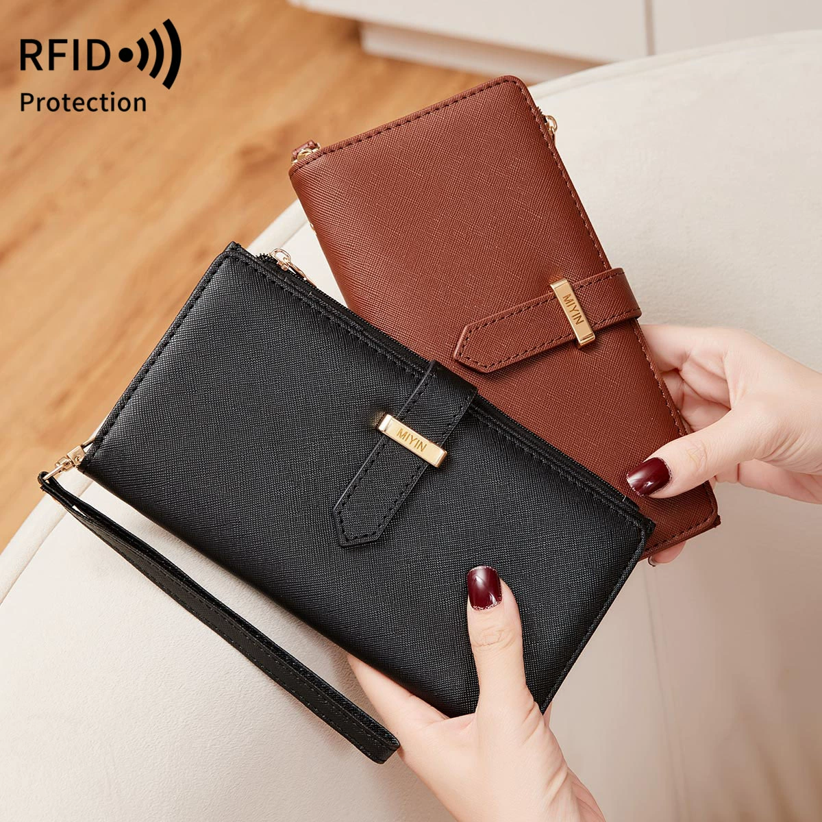 Кошелек — RFID-антиугон паспортный держатель, универсальный органайзер для документов и карт, застежка на запястье
