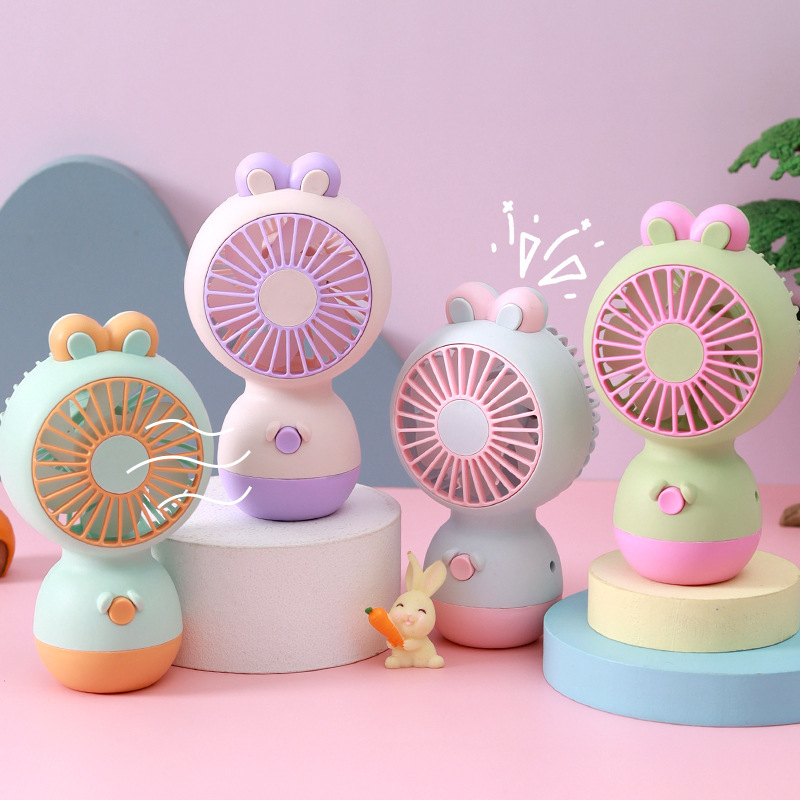 Cross-border new cartoon mini fan portable outdoor rechargeable usb fan kindergarten student gifts wholesale