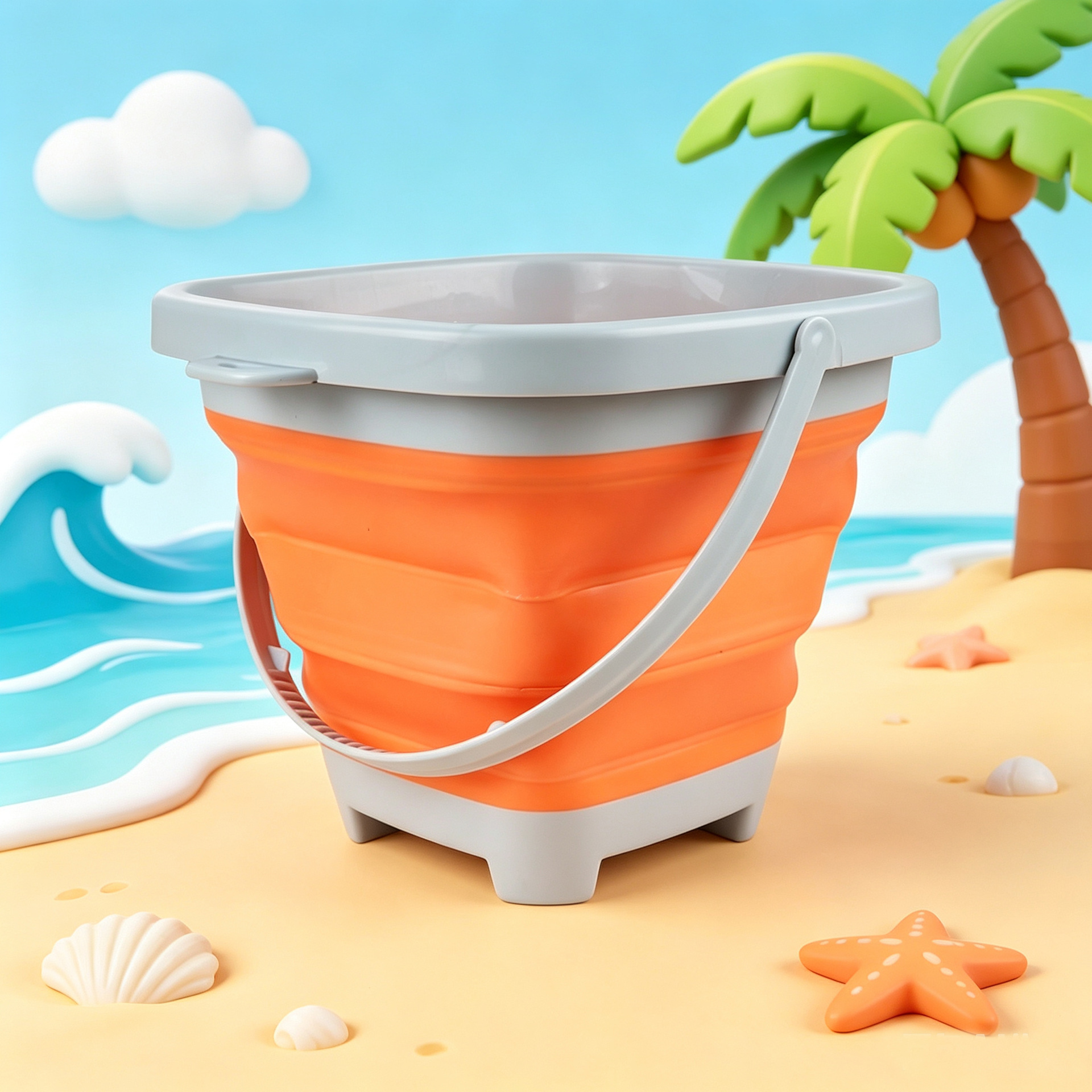 Beach folding bucket (grey orange)