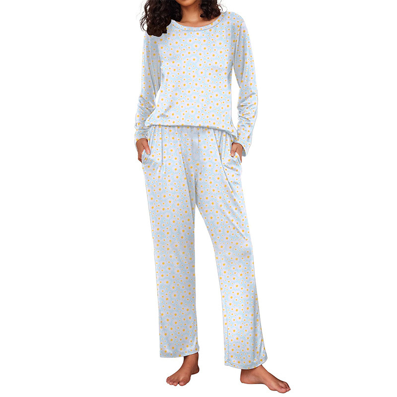 Traje de pijama transfronterizo nuevo estampado cómodo de manga larga Europa y América Amazon estilo casual moda servicio a domicilio otoño e invierno