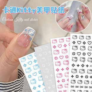 Kitty Cat Nail Art Stickers Popular Cute Cartoon Pink Colorful Kt Cat Nail Decoration Decals Wholesale