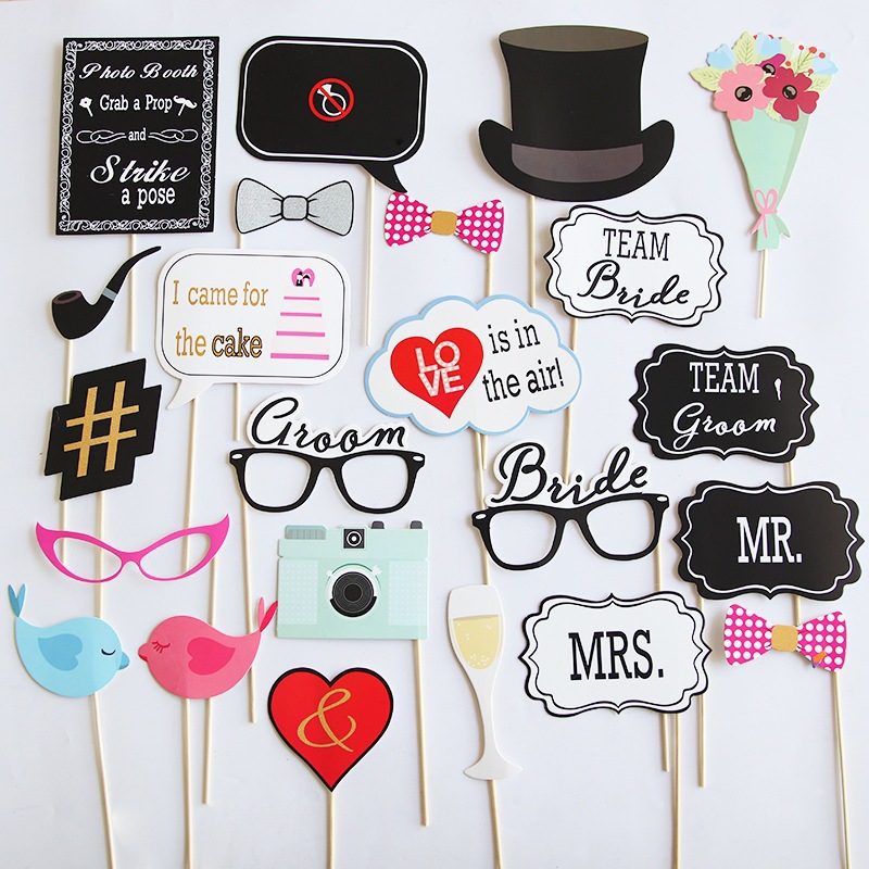 Fiesta de solteros accesorios de fotografía boda estampado papel de mano hombre y mujer unicornio amor pájaro decoración de la novia