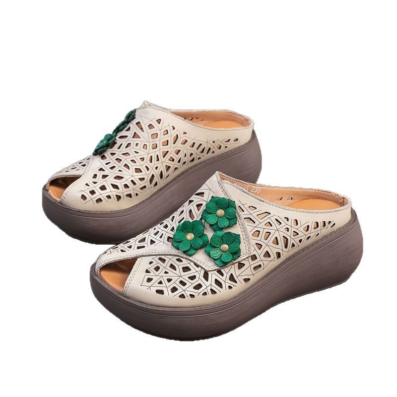 Sandalias Birkenstock de suela gruesa 2026 para mujer, con diseño floral y perforaciones, productos de oportunidad de negocio transfronterizo, zapatos para mamá en stock, antideslizantes.