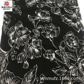 时尚大摆裙旗袍面料锦涤纶色织提花布复古绸缎面提花服装面料批发