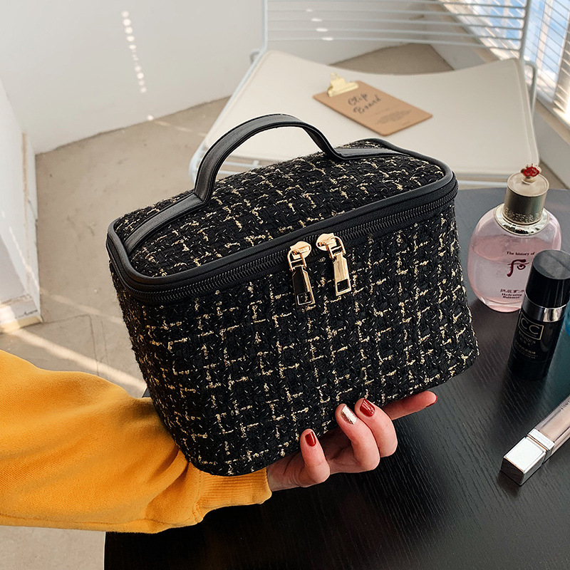 Neceser de Cuadros de Lana - Gran Capacidad, de Algodón, para Aseo (Venta al por Mayor)