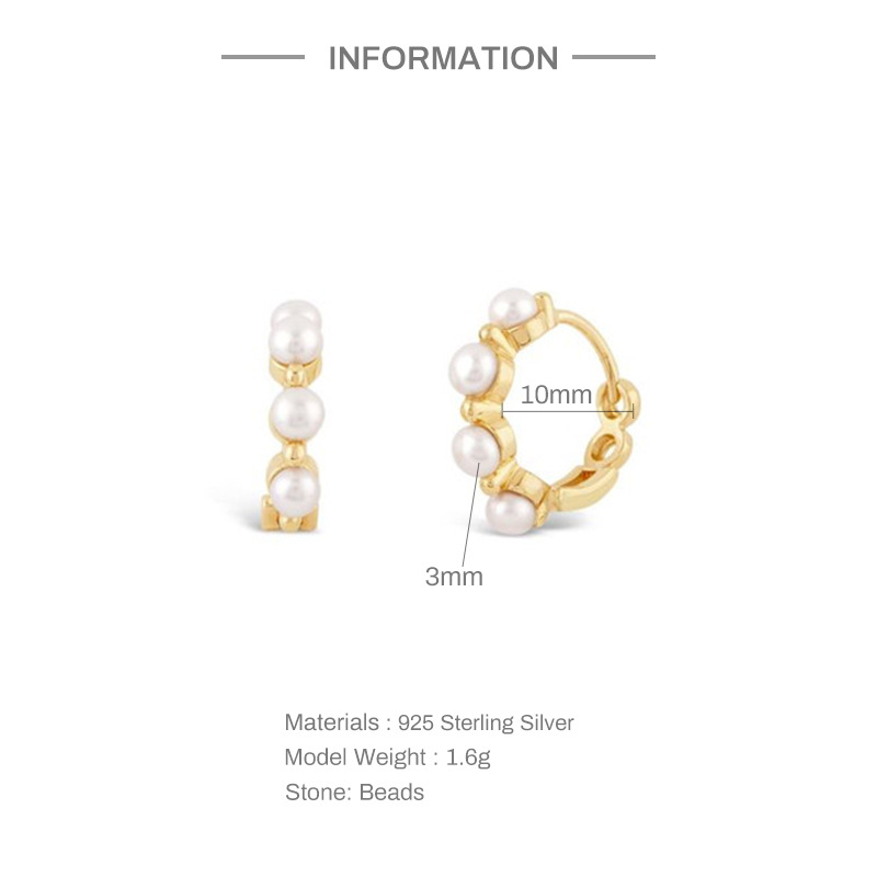 Fashion Geometric Sterling Silver Inlay Artificial Pearls Zircon Earrings 1 Pair