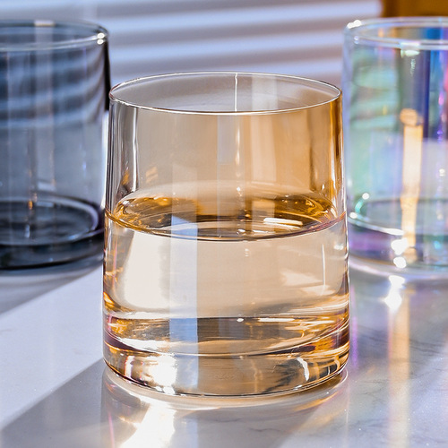 Ins style B&B simple glass cup home water cup hotel mouthwash cup trapezoidal whiskey cup high appearance