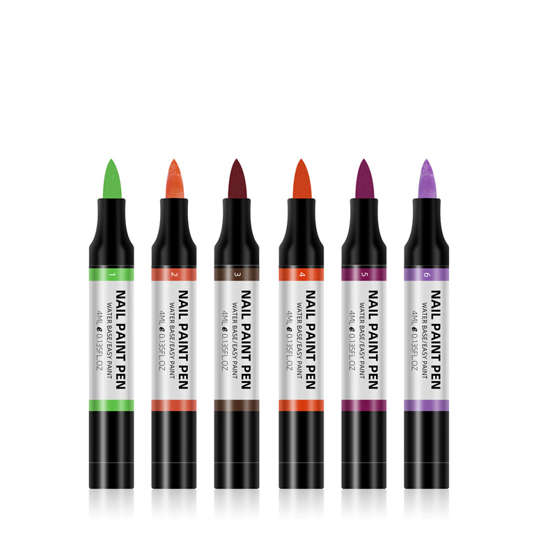 Nuevo producto transfronterizo Lápiz de pintura de esmalte de uñas de 24 colores Lápiz de pintura 3D Lápiz de pintura de uñas de punto a base de agua Lápiz de esmalte de uñas inodoro