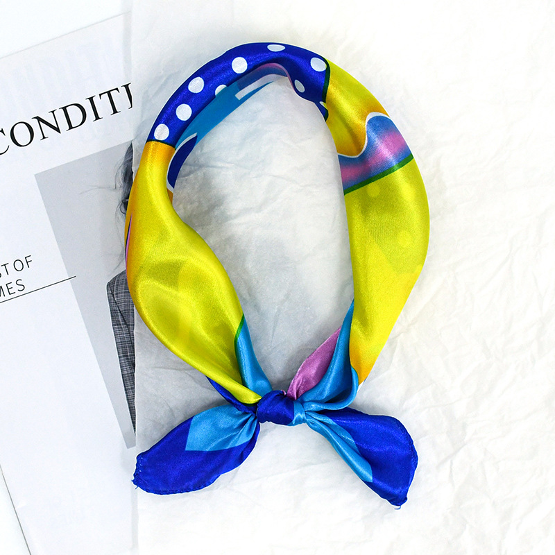 50 toallas cuadradas francesas retro punto de onda de color contraste de moda para proteger el cuello con patrón de cuello de seda de alta calidad bufandas