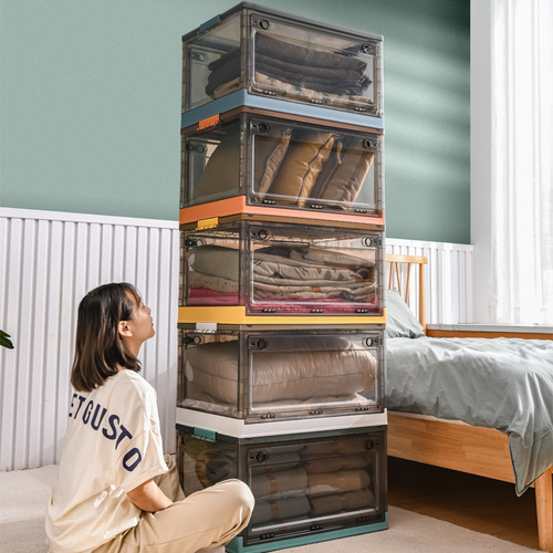 Foldable book storage box finishing box household transparent storage box student loaded books and toys thickened storage box