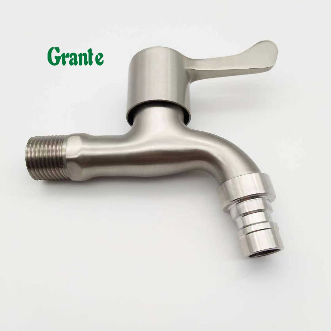 Brushed washing machine faucet imitation 304 stainless steel washing machine faucet 4 points single cold alloy brushed quick opening faucet