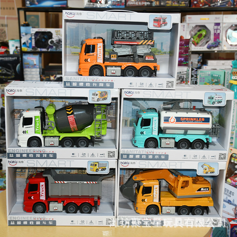 Inertial Pull-Back Boxed Truck Stall Toy Wholesale Manufacturer Ready-Made Children's Truck Model Gift Gift Box