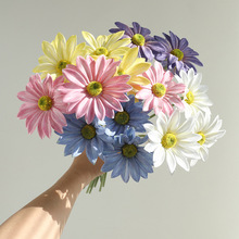 热销蓝紫莫奈色系手感保湿太阳菊雏菊仿真花高端婚庆假花布置道具