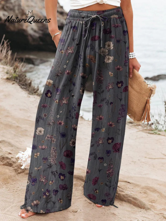 Women's High Waist Casual Loose Printed Wide-leg Pants