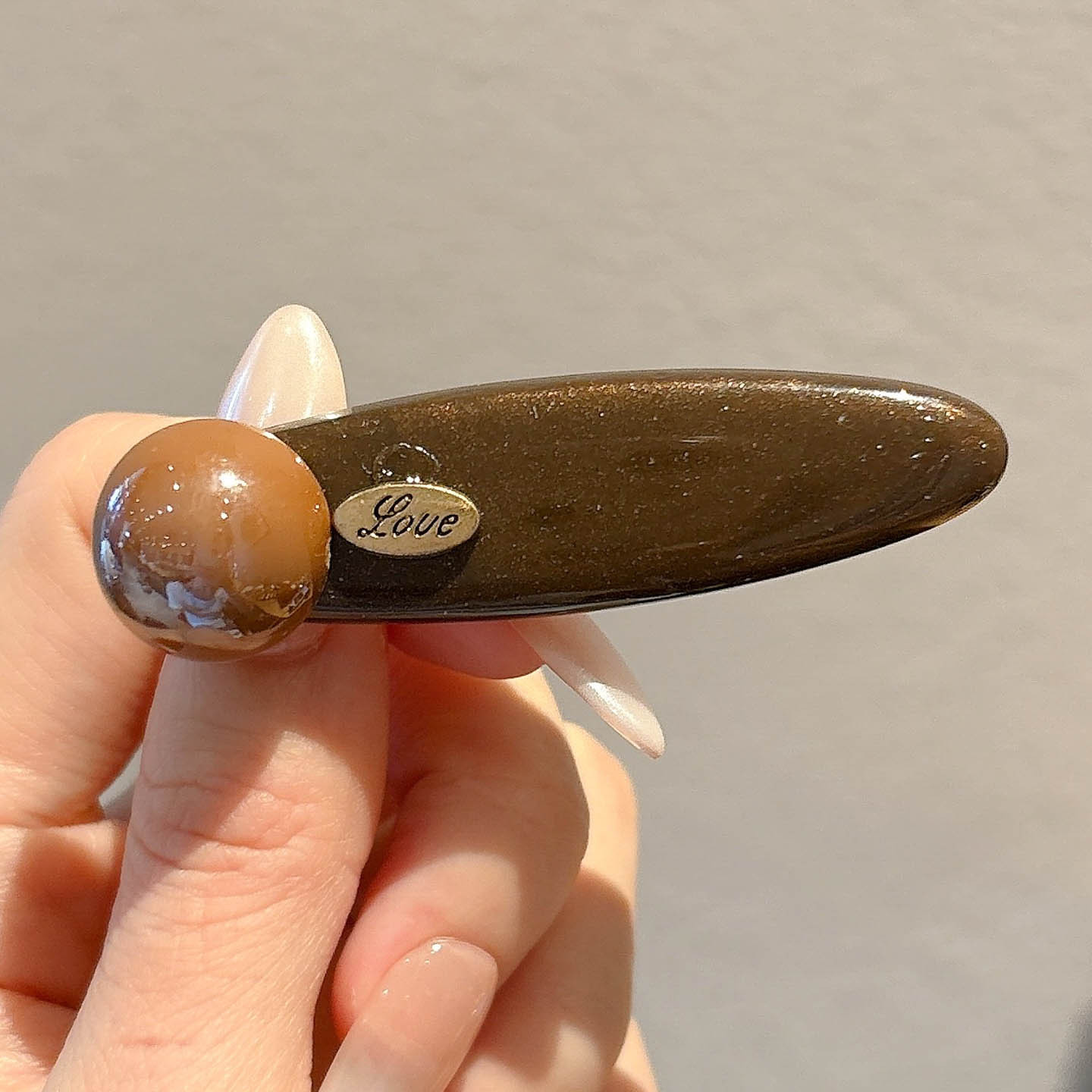 2# 원형 금장 비즈 헤어 클립 - 밑판 6cm, 비즈 약 1.5cm