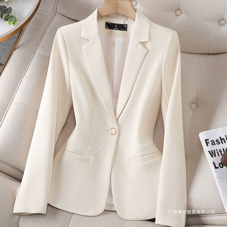 Off-White High-End Casual Blazer Jacket for Women 2026 Autumn New Style Elegant Korean Style Waist-Cinching Suit Top