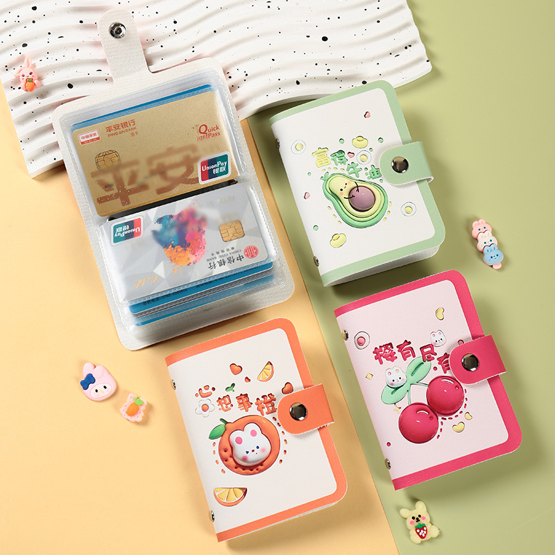 Fábrica directa bolsa de tarjetas de tarjetas de dibujos animados de gran capacidad nueva tarjeta portátil ultra delgada y compacta cubierta de tarjetas antimagnetizadas lindas