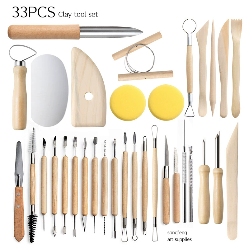 (Cross-border trading), ceramics, set, carved clay, hole puncher, 33 pieces