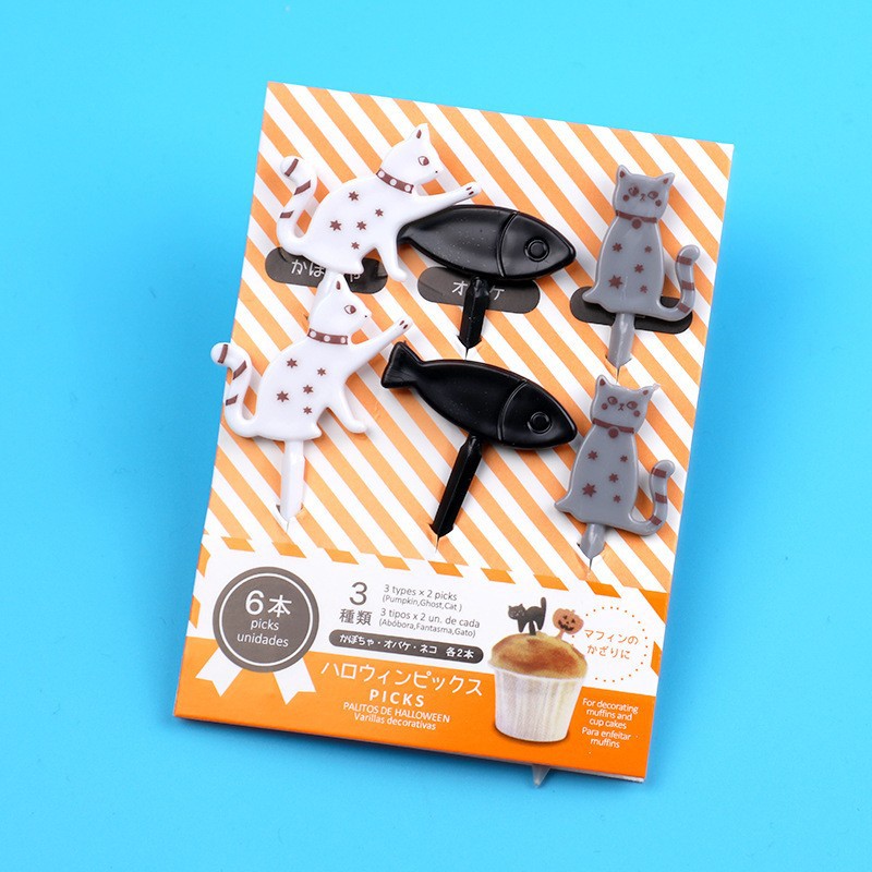 Cartoon japonés encantador tenedor de fruta transfronterizo venta caliente stick de fruta creativa decoración mini tenedor de fruta al por mayor