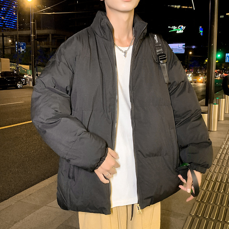 Winter new men's loose and thick bread couple Korean version ins trendy brand handsome standing collar cotton jacket_voghion.com