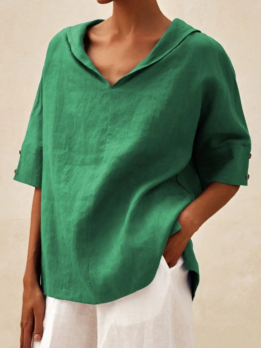 Women's Solid Colour T-shirt Casual Elegant Summer Top_voghion.com