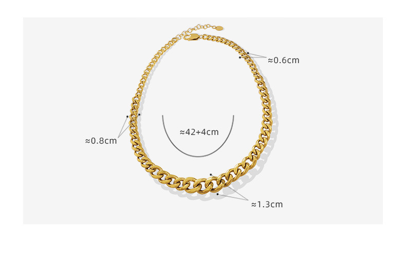 Hip-hop Trendy Exaggerated Titanium Steel Cuban Chain 18k Real Gold Plated Necklace display picture 1