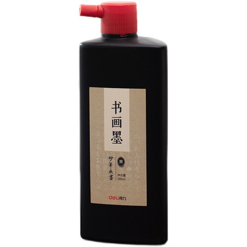 Deli stationery supplies 75513 brush calligraphy and painting ink 500ml carbon black ink ink, clear and not easy to stain paper