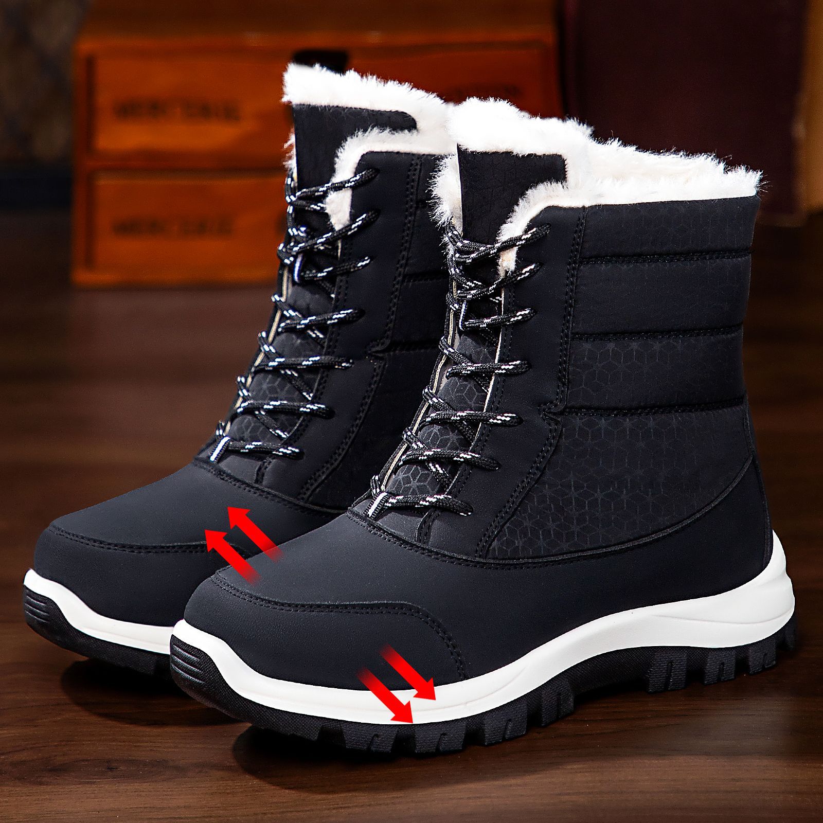 Botas de algodón, botas de poliuretano, botas de mujer, botas de algodón calientes, botas de nieve cómodas, botas