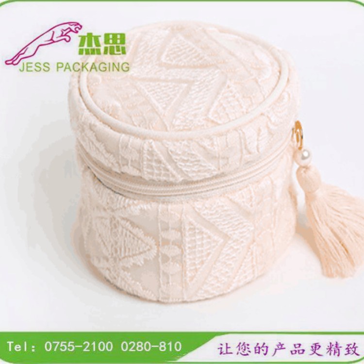设计新款黄金珠宝首饰收纳圆盒蕾丝布多功能束口袋量大从优