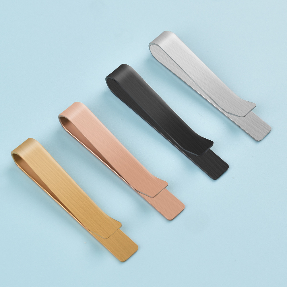 Cross-Border New Simple Fashion Popular Gift Portable Suit Tie Clip Stainless Steel Brushed Effect Wallet Clip