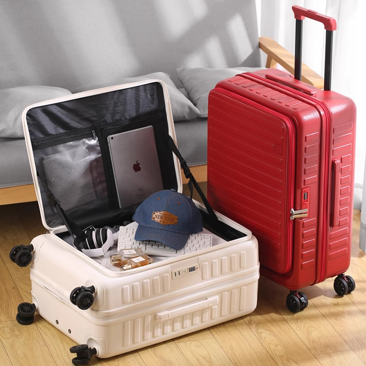 Front-Opening Suitcase Zipper Case 20inch Carry-On Suitcase Multifunctional Trolley Case Can Be Paired with Travel Password Lock Box for Men and Women