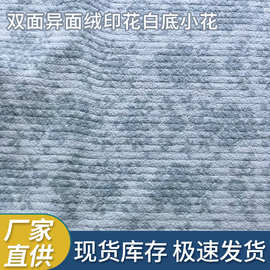 白底小花印花双面异面绒布料柔软舒适家纺床品家居服专用现货面料