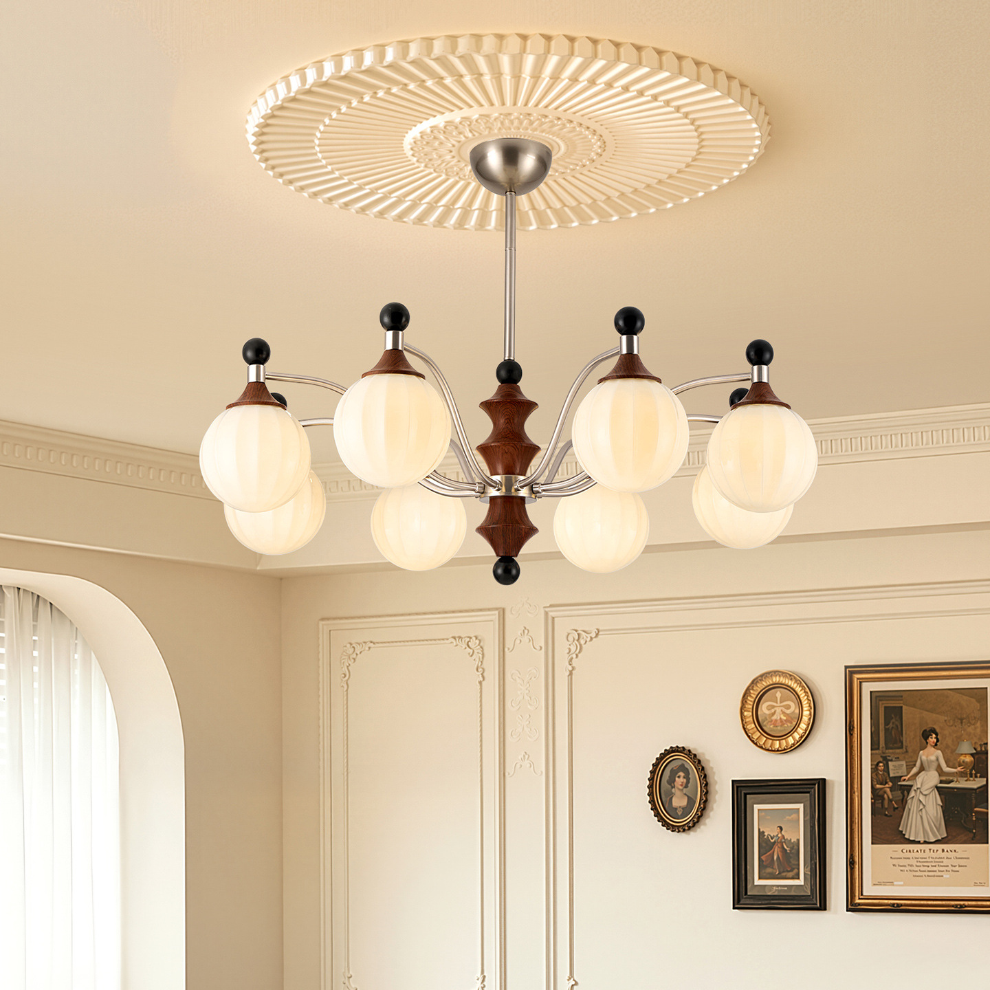 Lámpara de la sala de estar medieval 2026 nuevo festival de bambú de madera sólida luces de comedor de alto nivel dormitorio Zhongshan lámparas L535