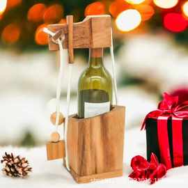 木质简约家用红酒木制开瓶器置物架实木装饰酒瓶锁游戏架