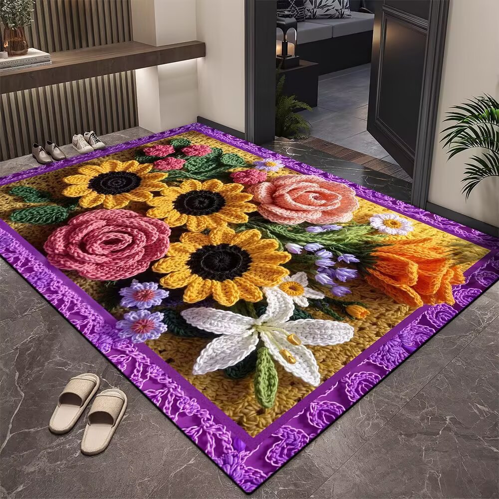 Transfronterizo TEMU puerta estera estera tridimensional floral alga barro estera resistente al desgaste se puede cortar alfombra de suelo de entrada de polvo