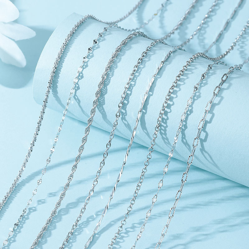 S999 sterling silver chain DIY fashion Joker necklace accessories female ins with chain jewelry birthday gift wholesale
