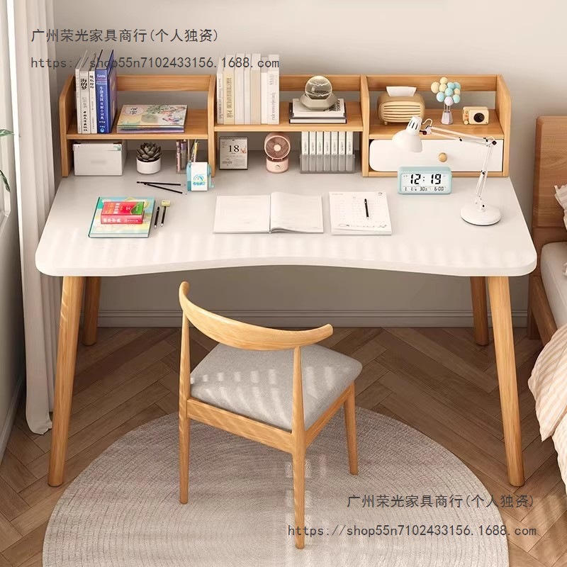 Desk Bookshelf Integrated Table Bedroom Home Computer Desk with Drawers Rental House Wall Student Study Table and Chair Combination