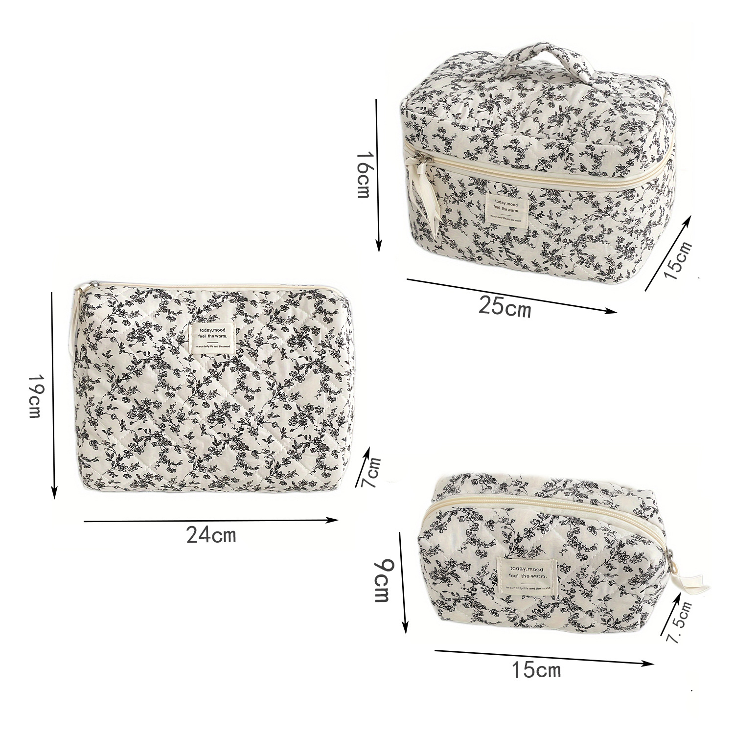 40g Weight Classic Style Ditsy Floral Cotton Square Makeup Bags