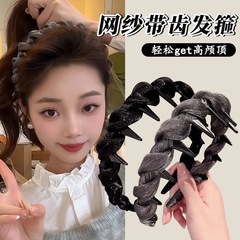 珠光网纱发箍女高颅顶发卡成人新款波浪夏季带齿防滑洗脸头箍发饰