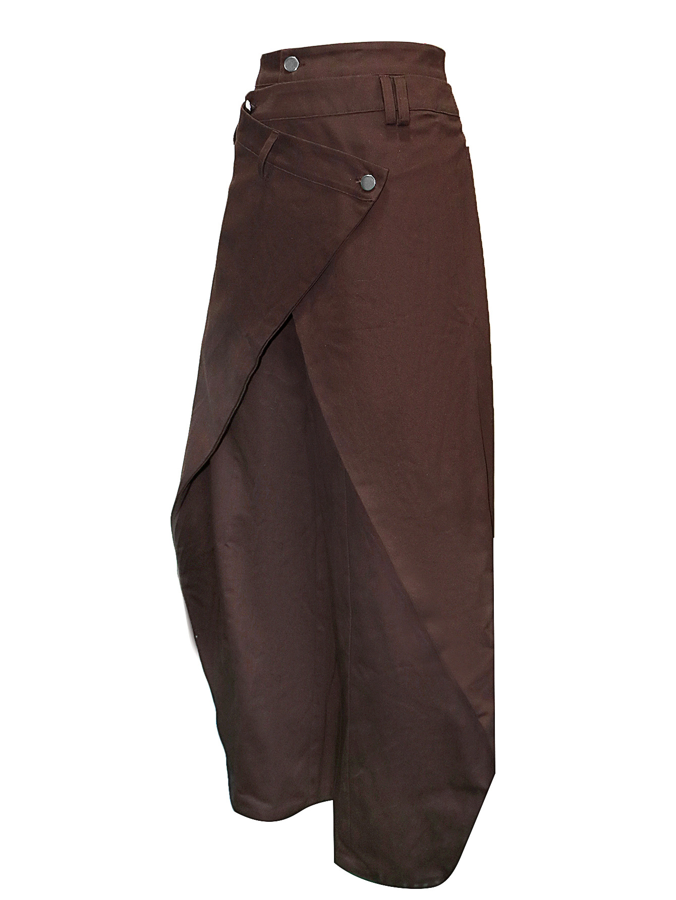 Women's Clothing Retro High-Waisted Wide Leg Pants Irregular Crossover Metal Buckle Slimming Flowing Trousers For Women Hot Girl Style_mkmklike.com