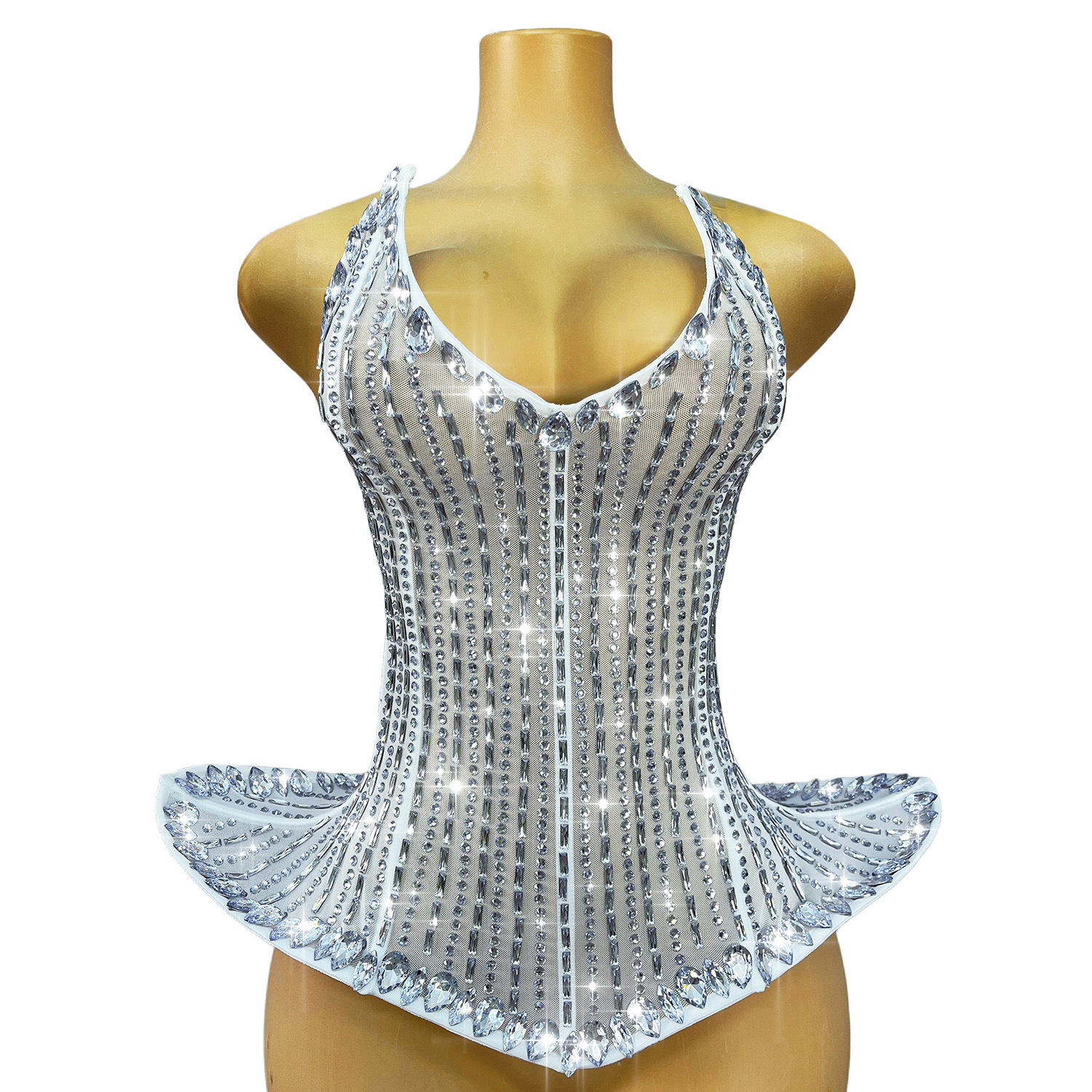 New cross-border resort-style sexy deep V rhinestone tube top for island beach talent shows and singer performances