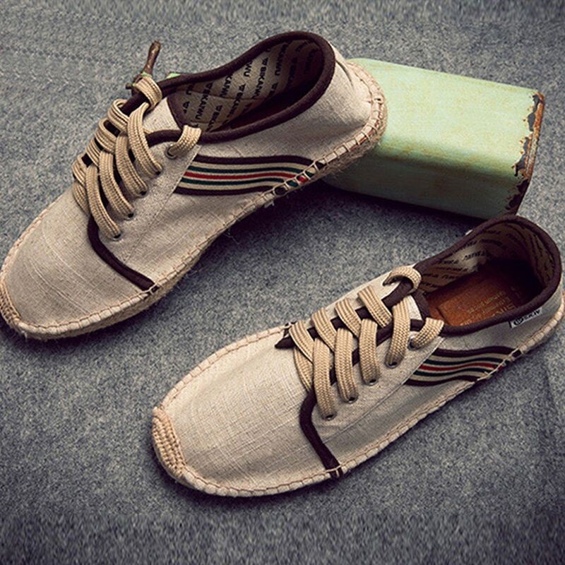Summer Linen Fisherman Shoes Men's Breathable Thin Canvas Shoes Trendy Casual 2025 New Straw Deodorant Men's Shoes