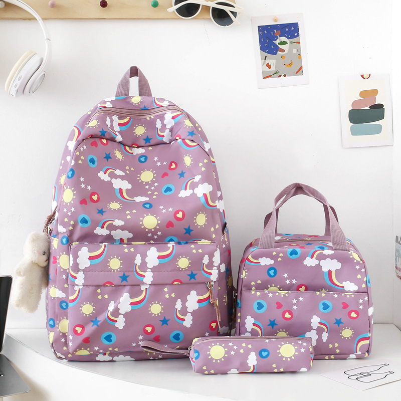 Conjunto de tres piezas de comercio exterior de mochila para estudiantes, mochila informal simple de estilo coreano, bolso para estudiantes de primaria y secundaria de gran capacidad