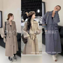 2024年秋冬季系带针织开衫女纯色长款针织衫女气质通勤女式针织衫